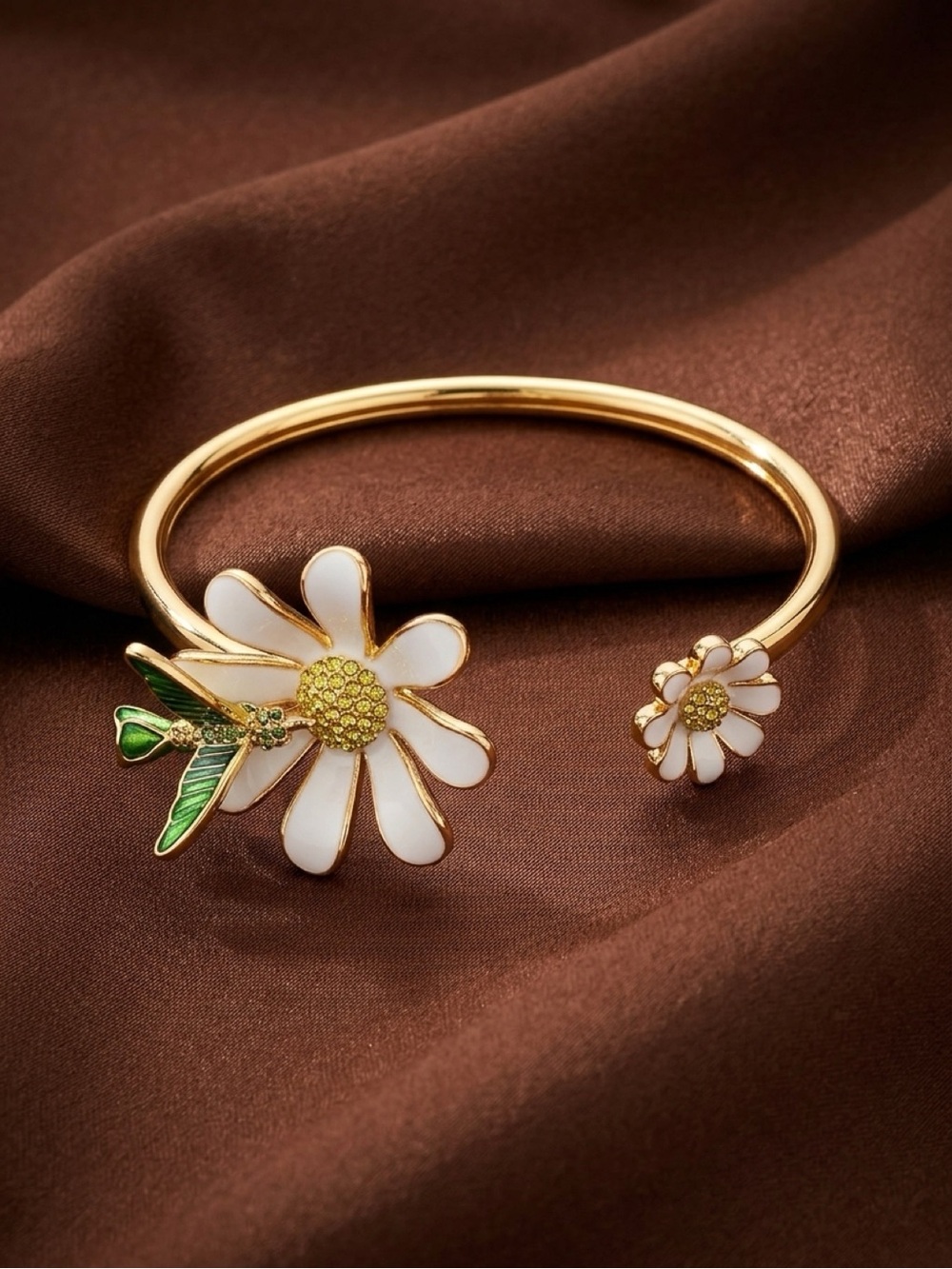 kate spade Gold-tone Daisy Open Cuff Bracelet with White Enamel